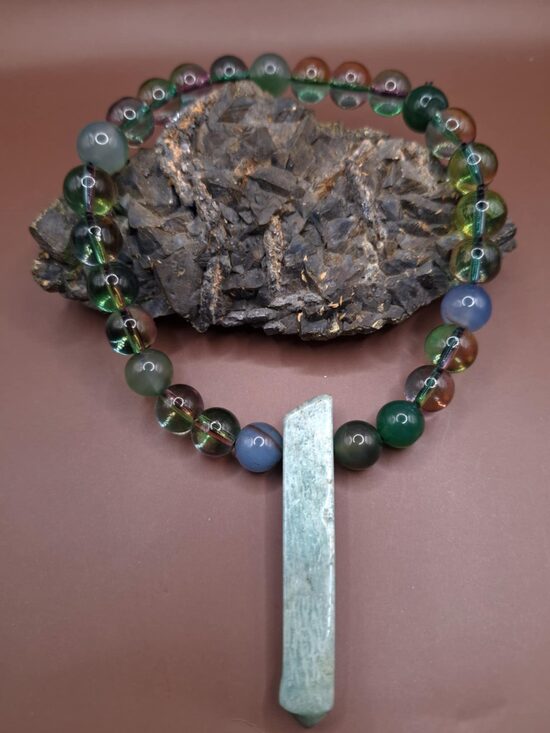 Counting beads. 27 stages. Quartz, agate. Pendant - amazonite.
