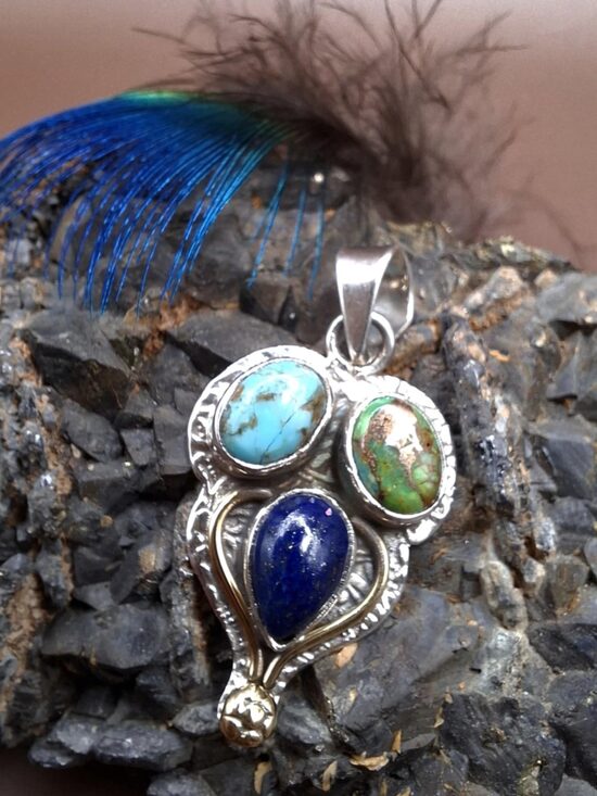 Tirkīzs, lazurīts. Sudrabs. 3 cm. 