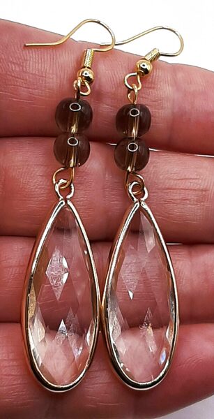 Smoky Quartz, Grown Crystal. Gilded details. 5.5 cm from the hook.