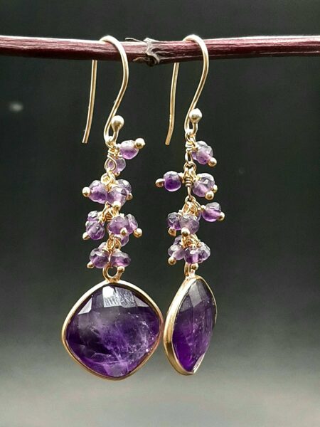 Amethyst. Silver with gold plating. 4.5 cm from the hook.