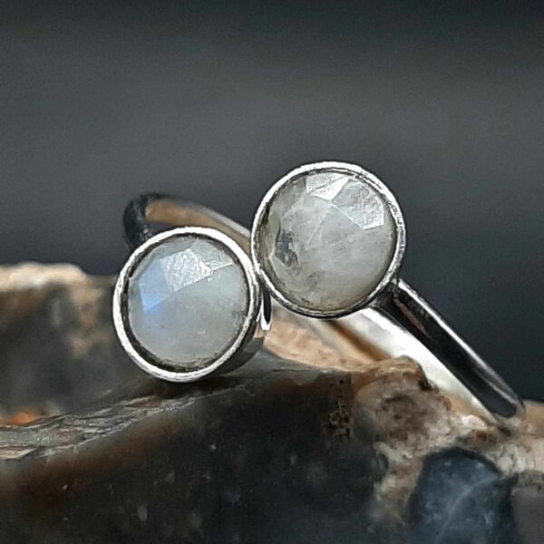 Moonstone. Silver. The size is adjustable. June.