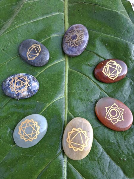 Chakra balancing semi-precious stones.