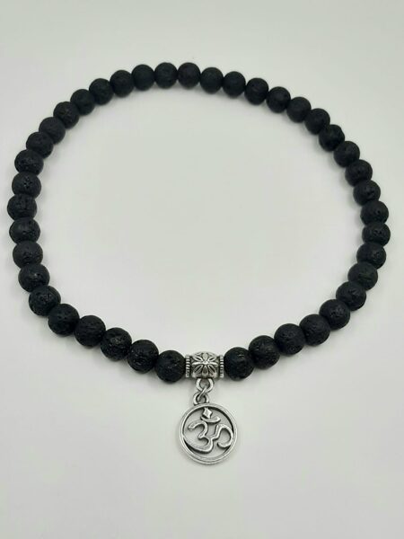 Lava. Stone 5 mm. OM pendant. 22 cm. Unisex.